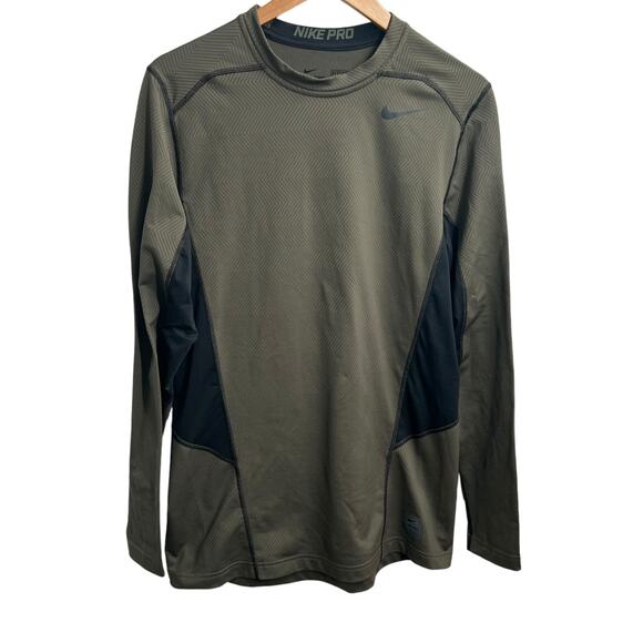 Nike Pro Other - NIKE PRO Dri Fit Army Green/Black Base Layer Fitted Top Men's Size Large